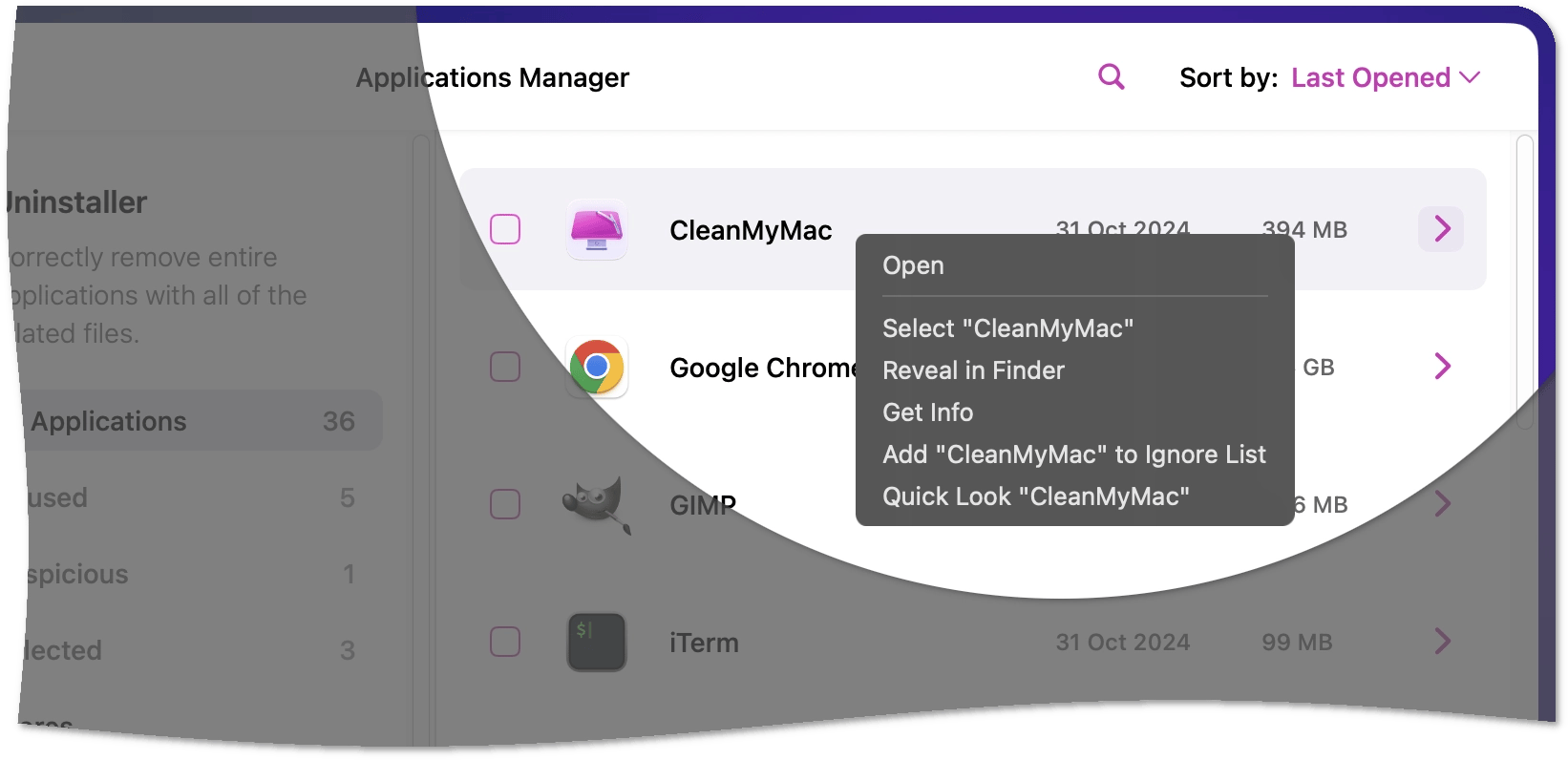 Quick app actions