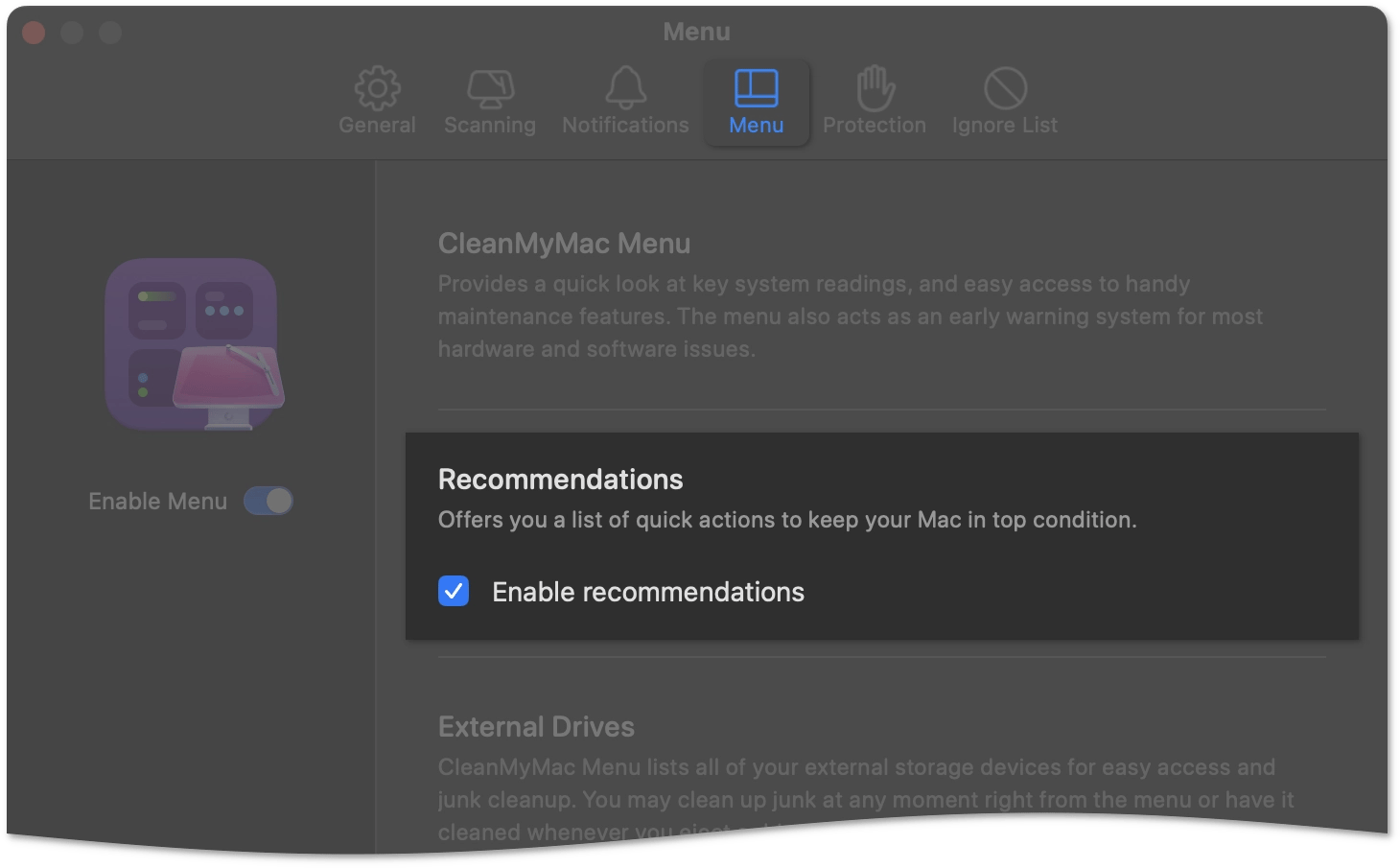Turn recommendations on or off