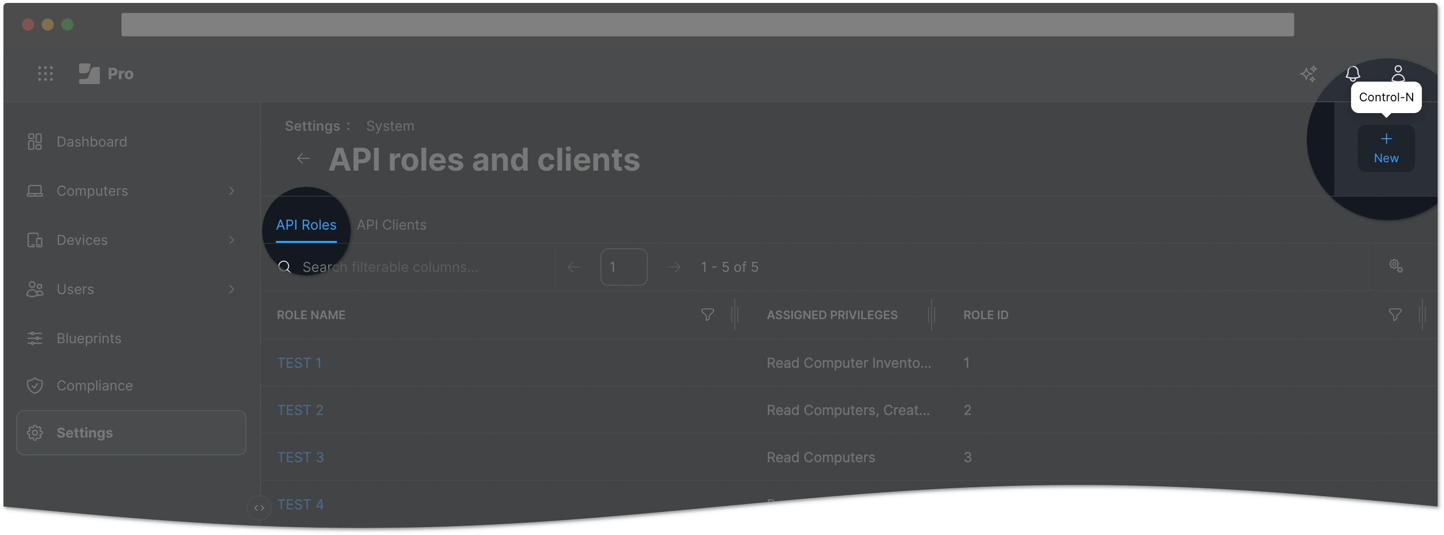 Create an API role