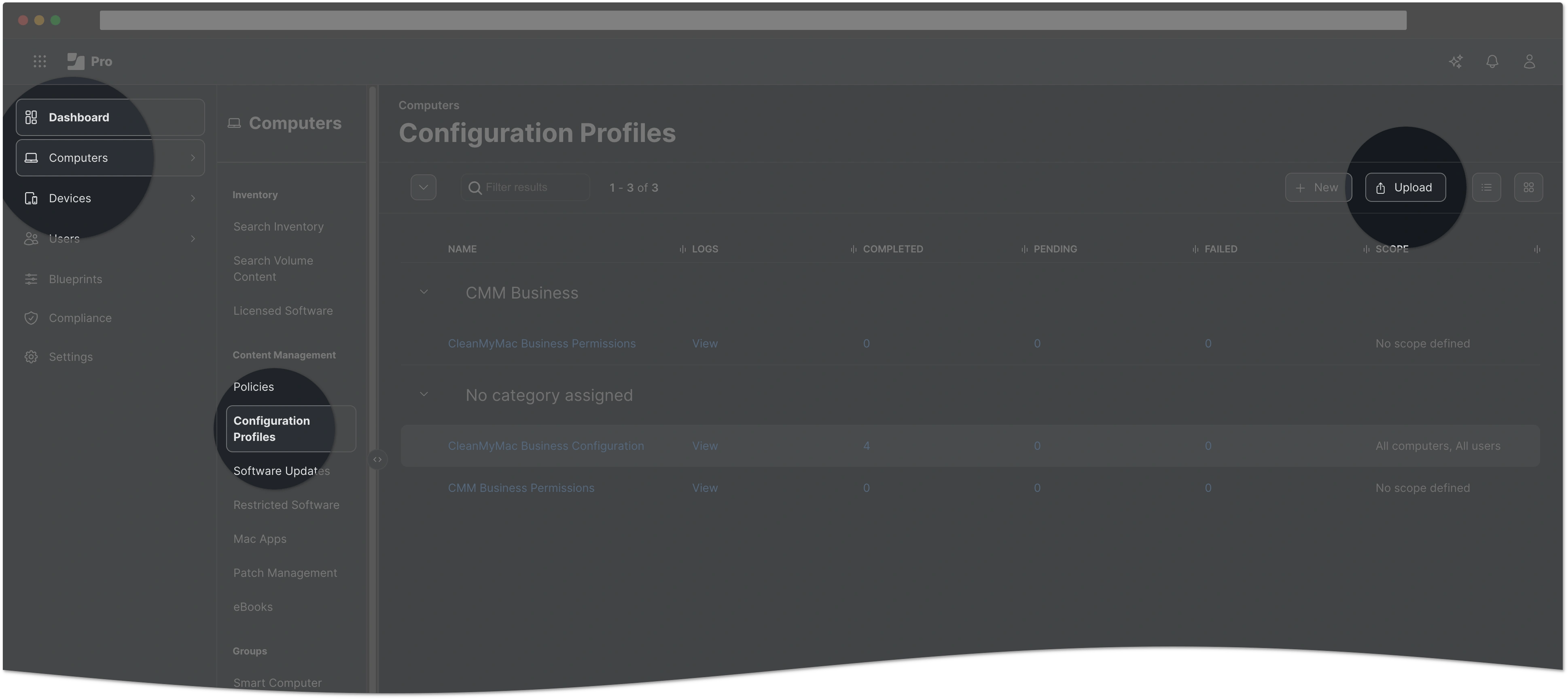 Upload configuration profile to Jamf