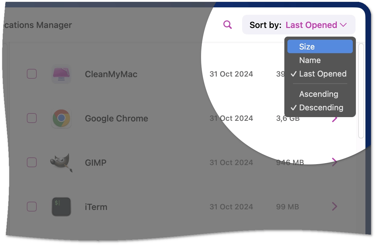 App sorting