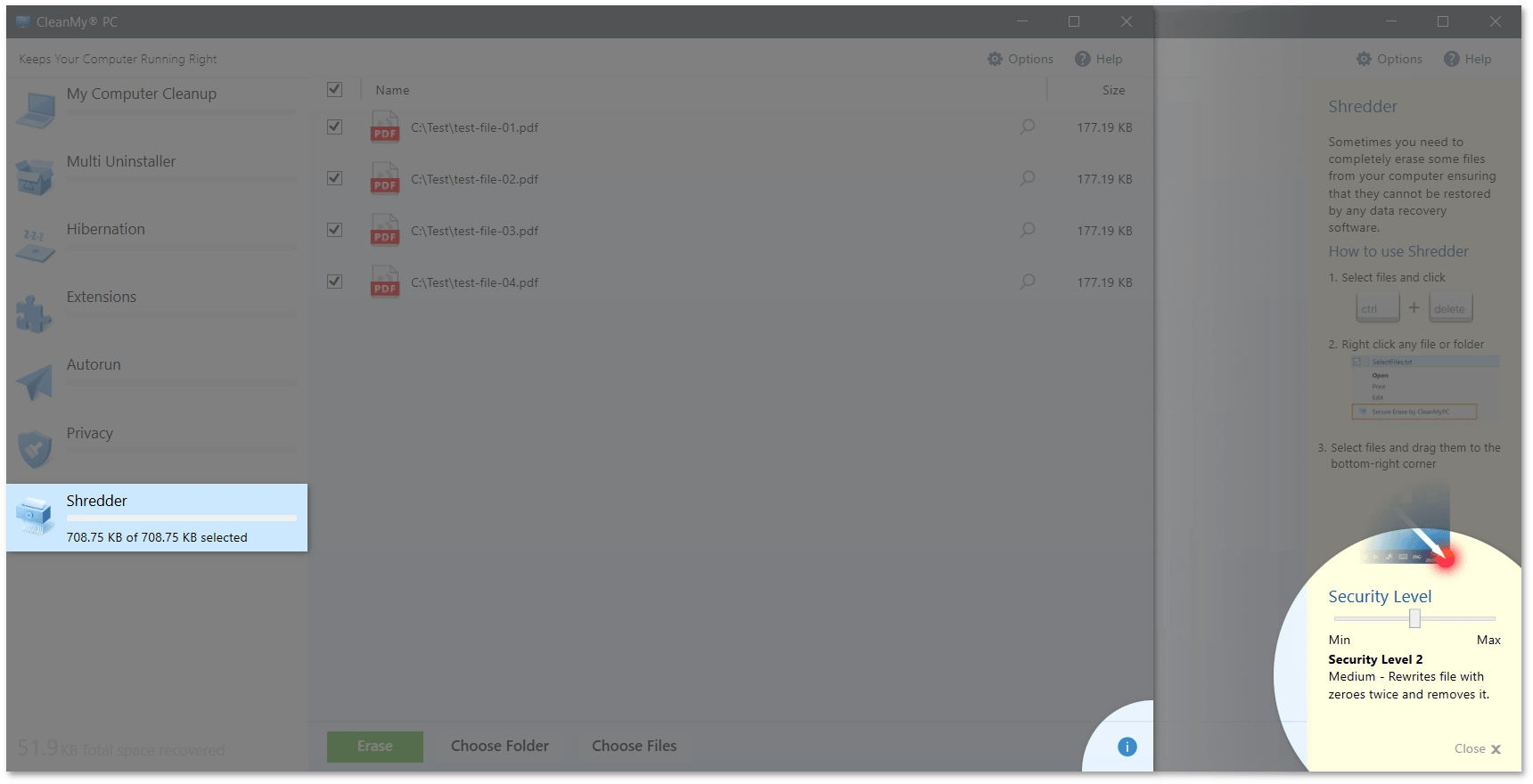 Security level adjustment