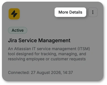 The More Details button in the JSM integration tile