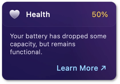 Warning battery health