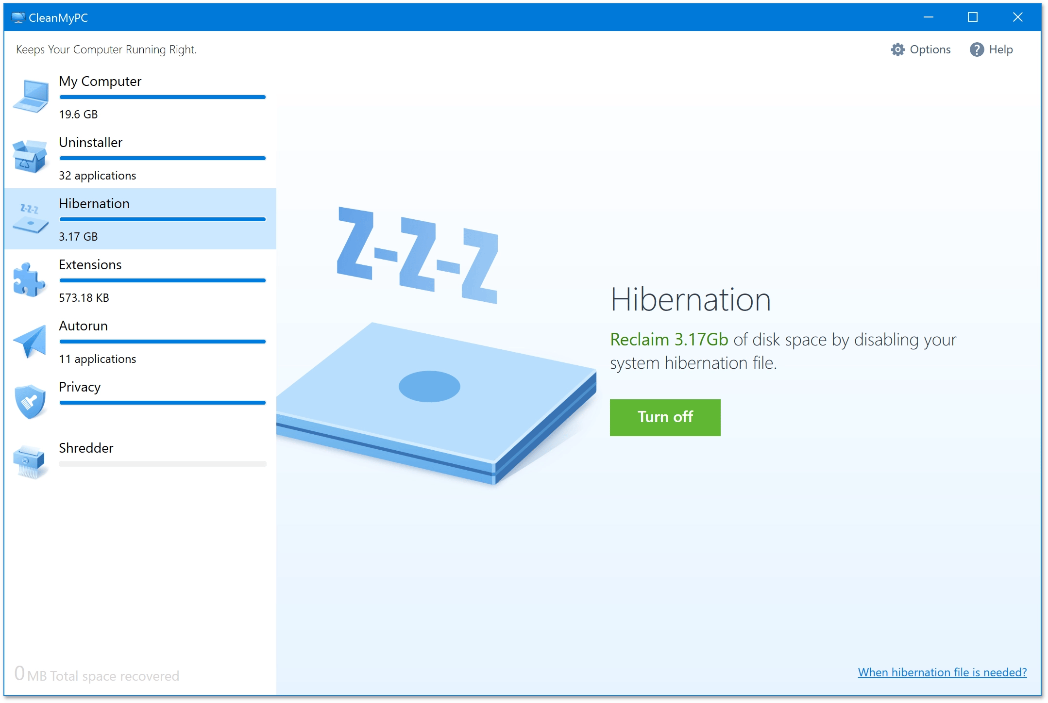 Hibernation turned on