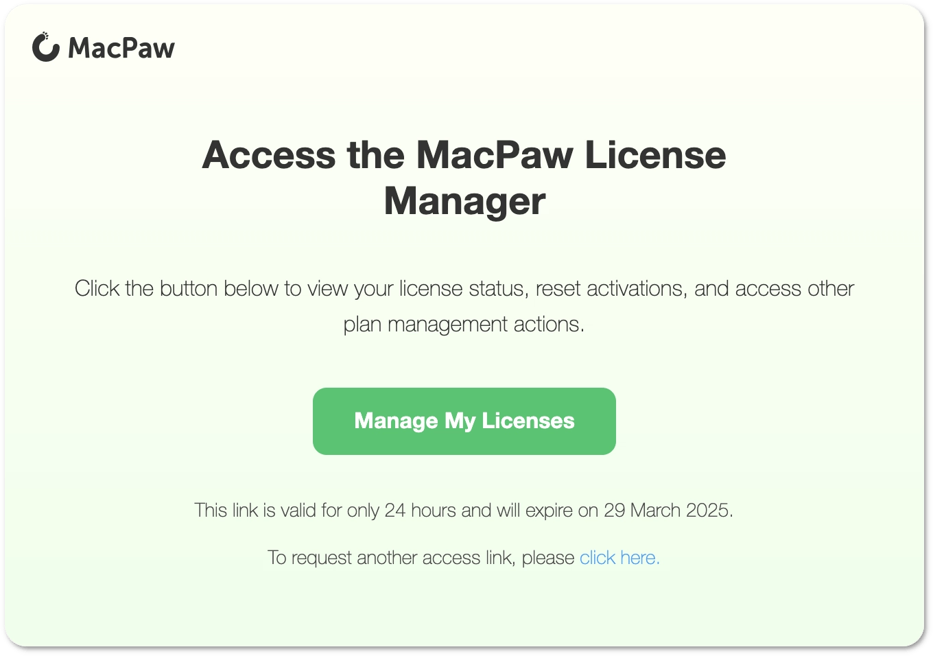 Email with access link