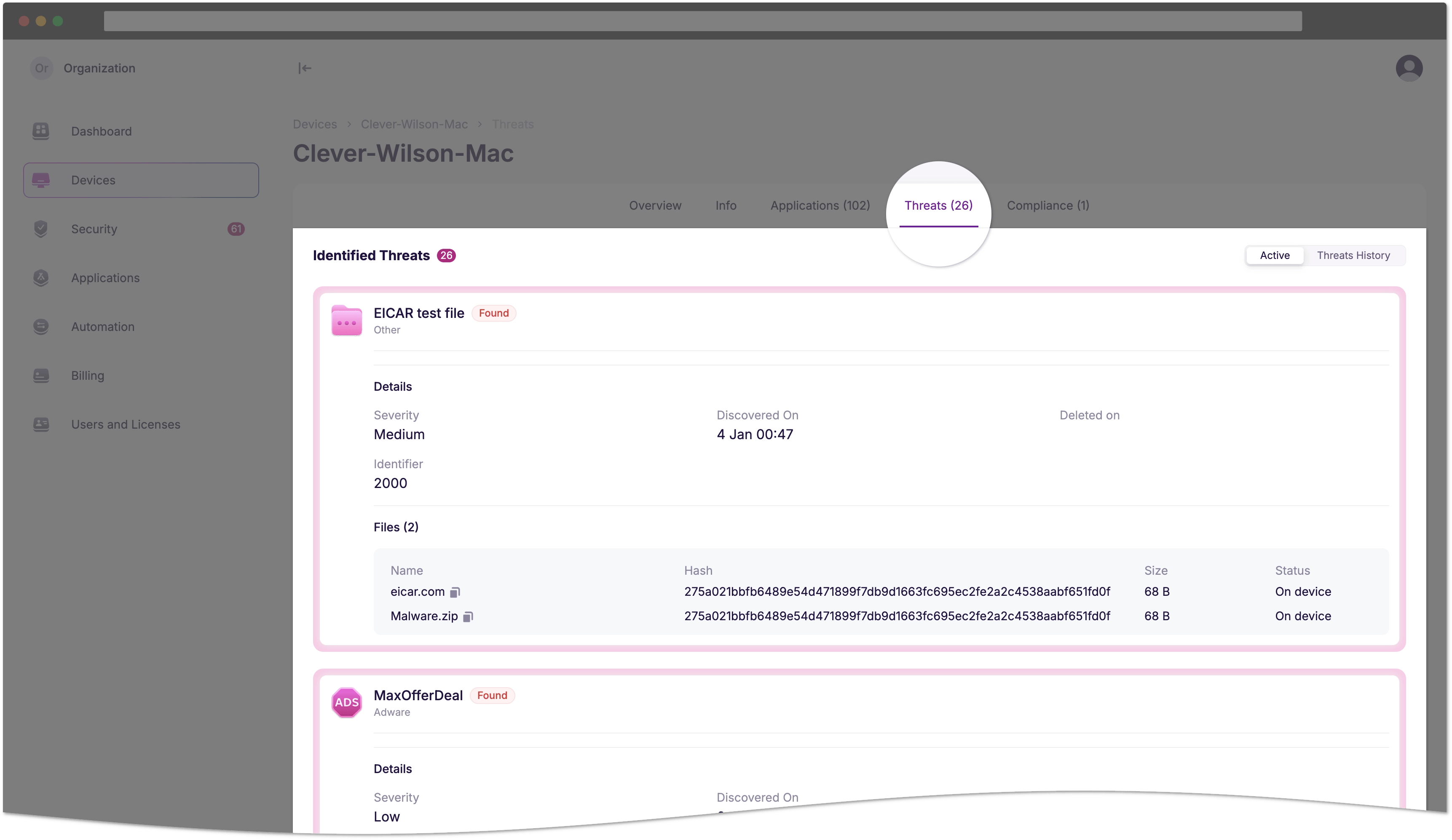 Threats details