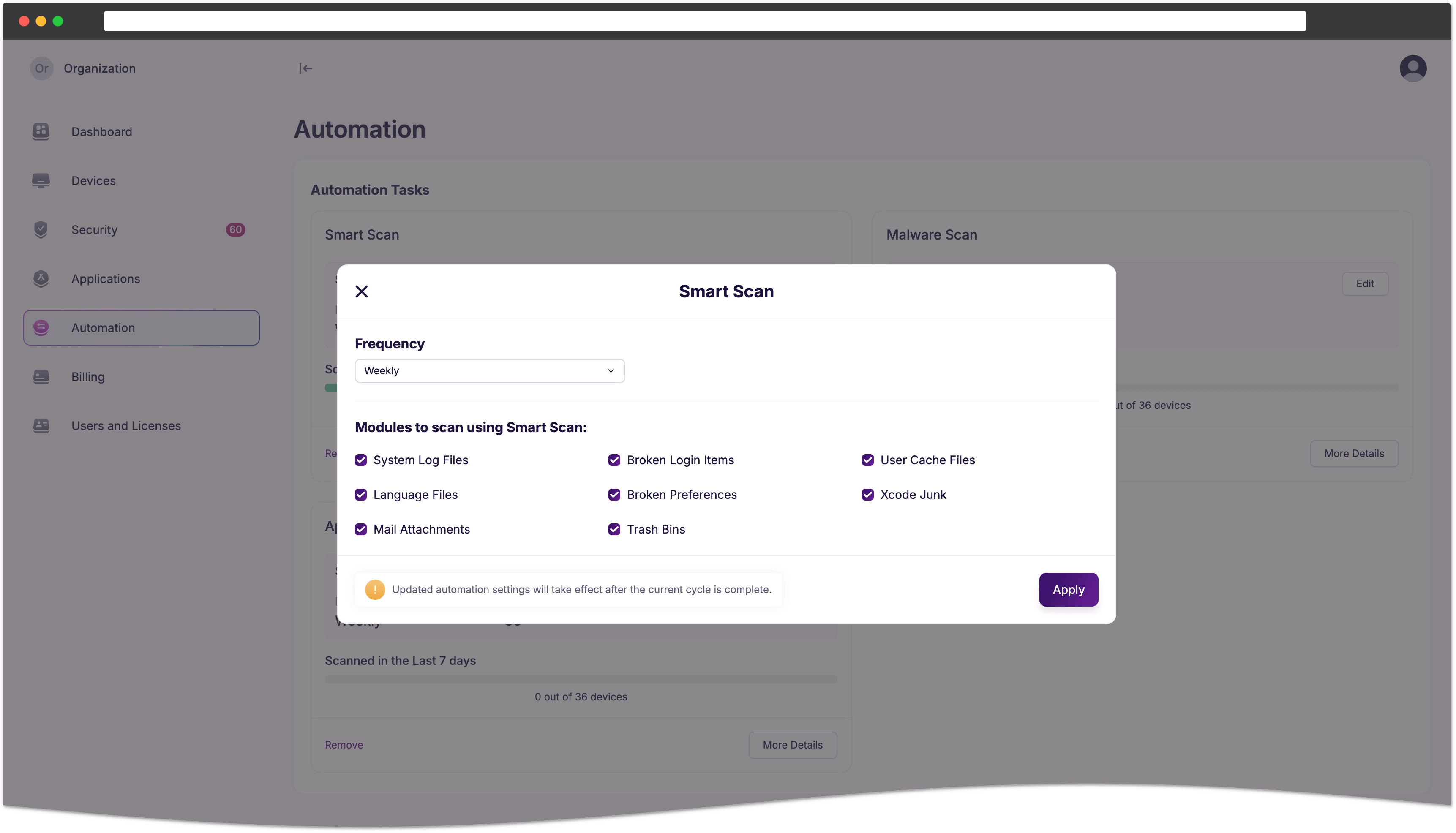 Smart Scan settings