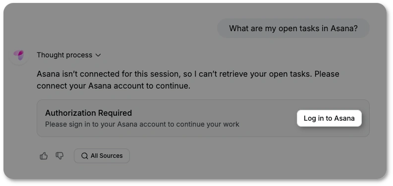 Log in to Asana in a chat