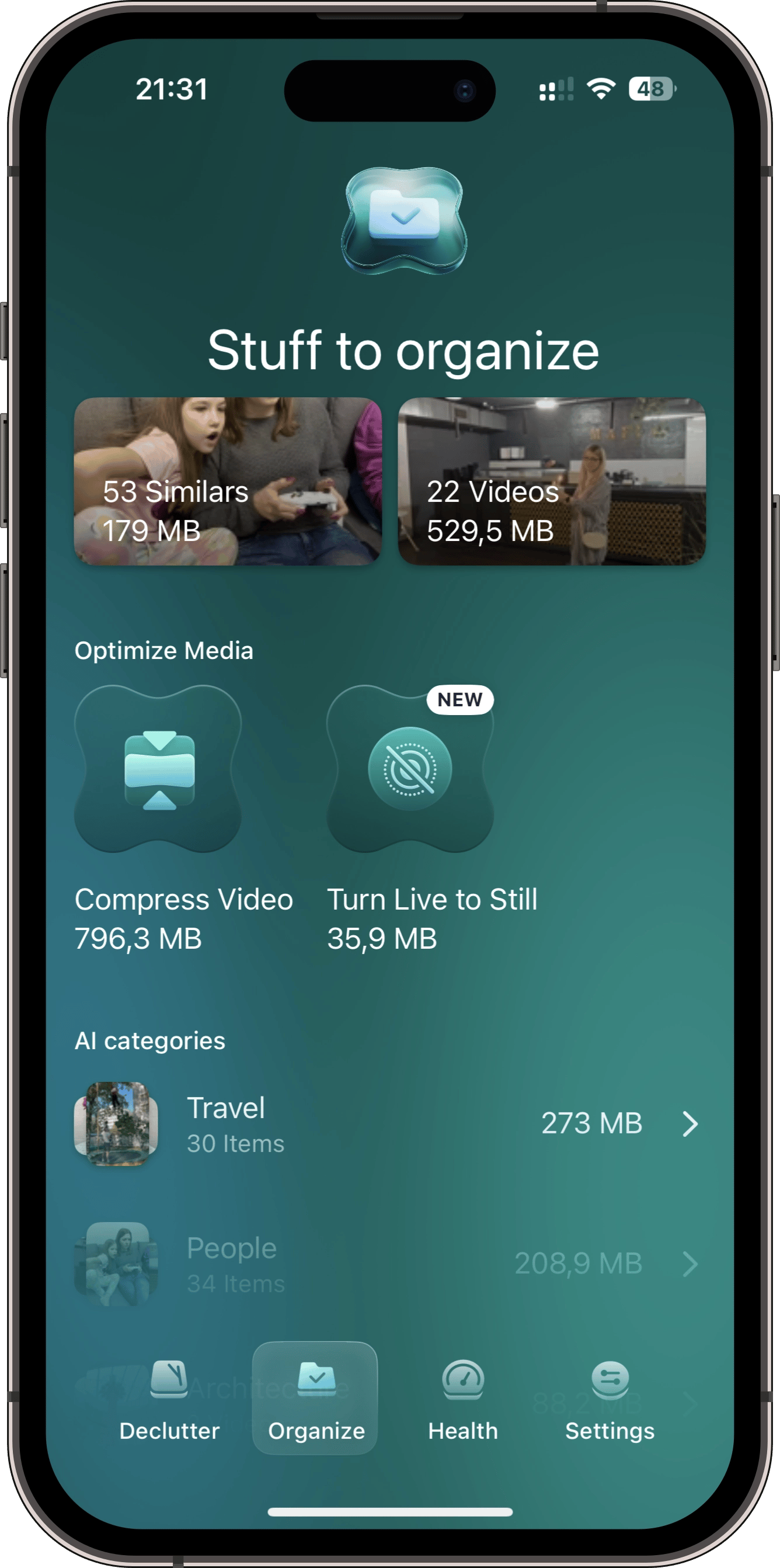 The Organize module