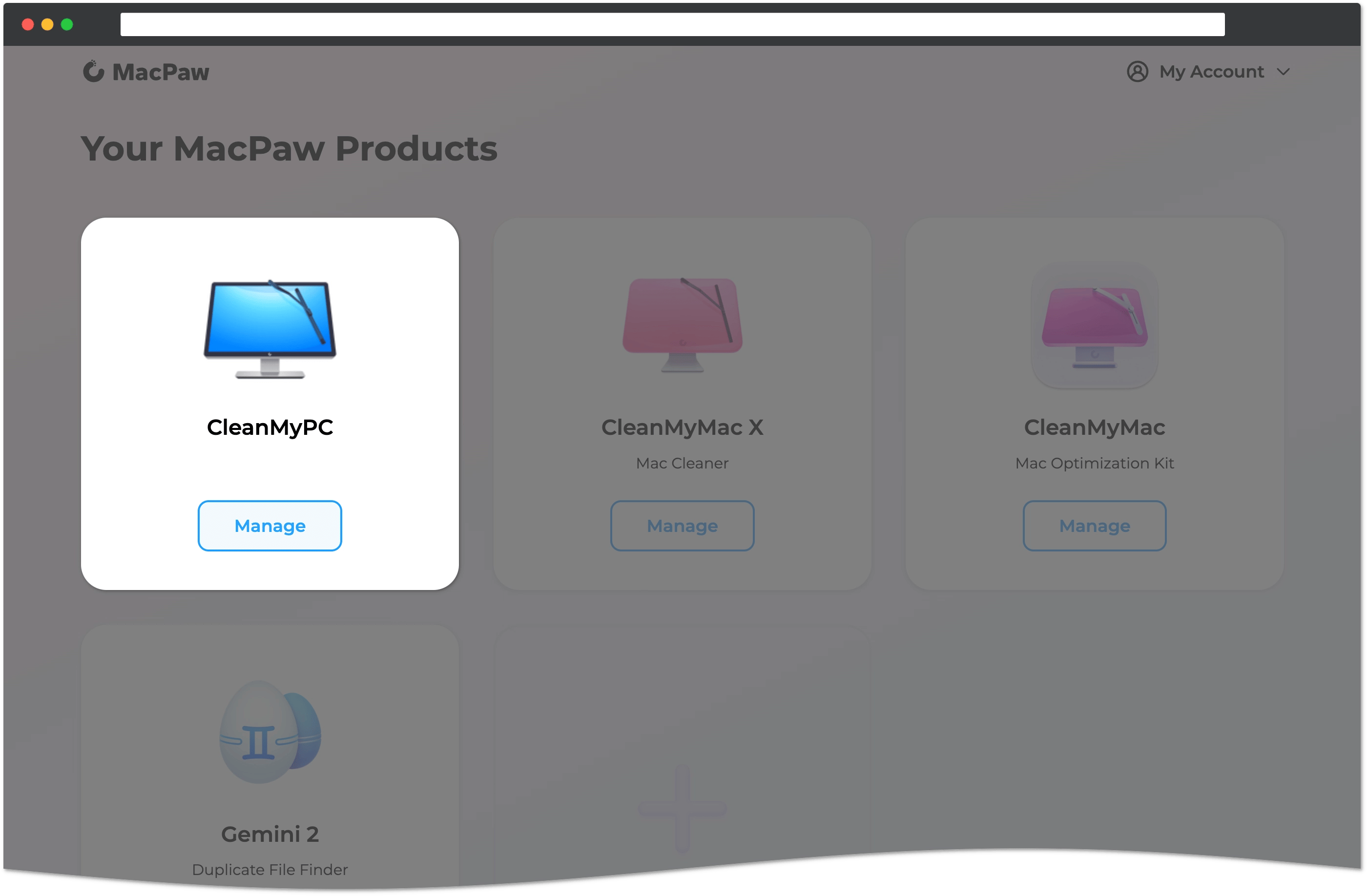 CleanMy® PC in MacPaw Account