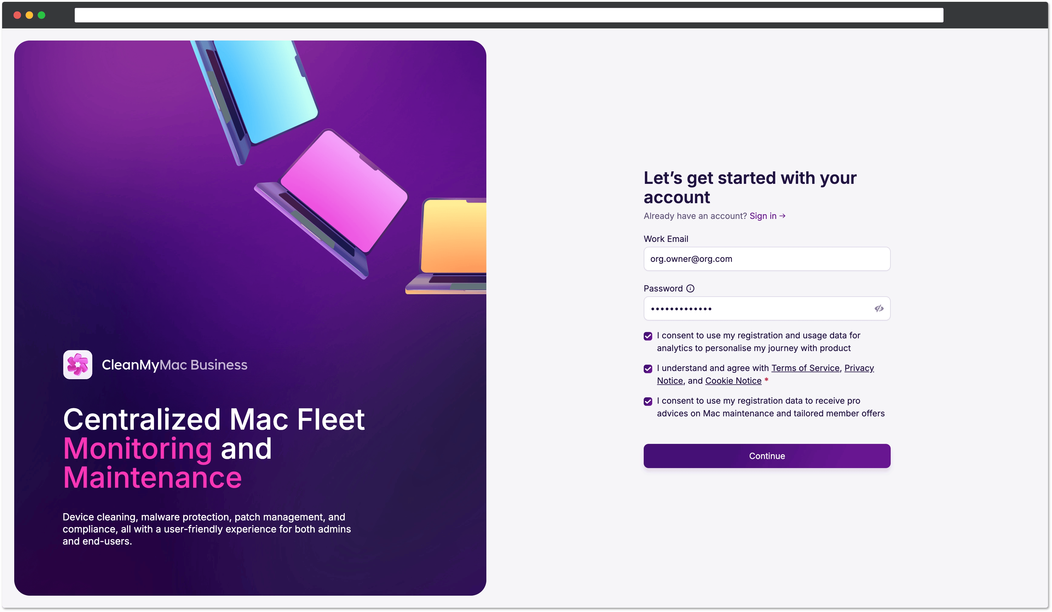 Account creation