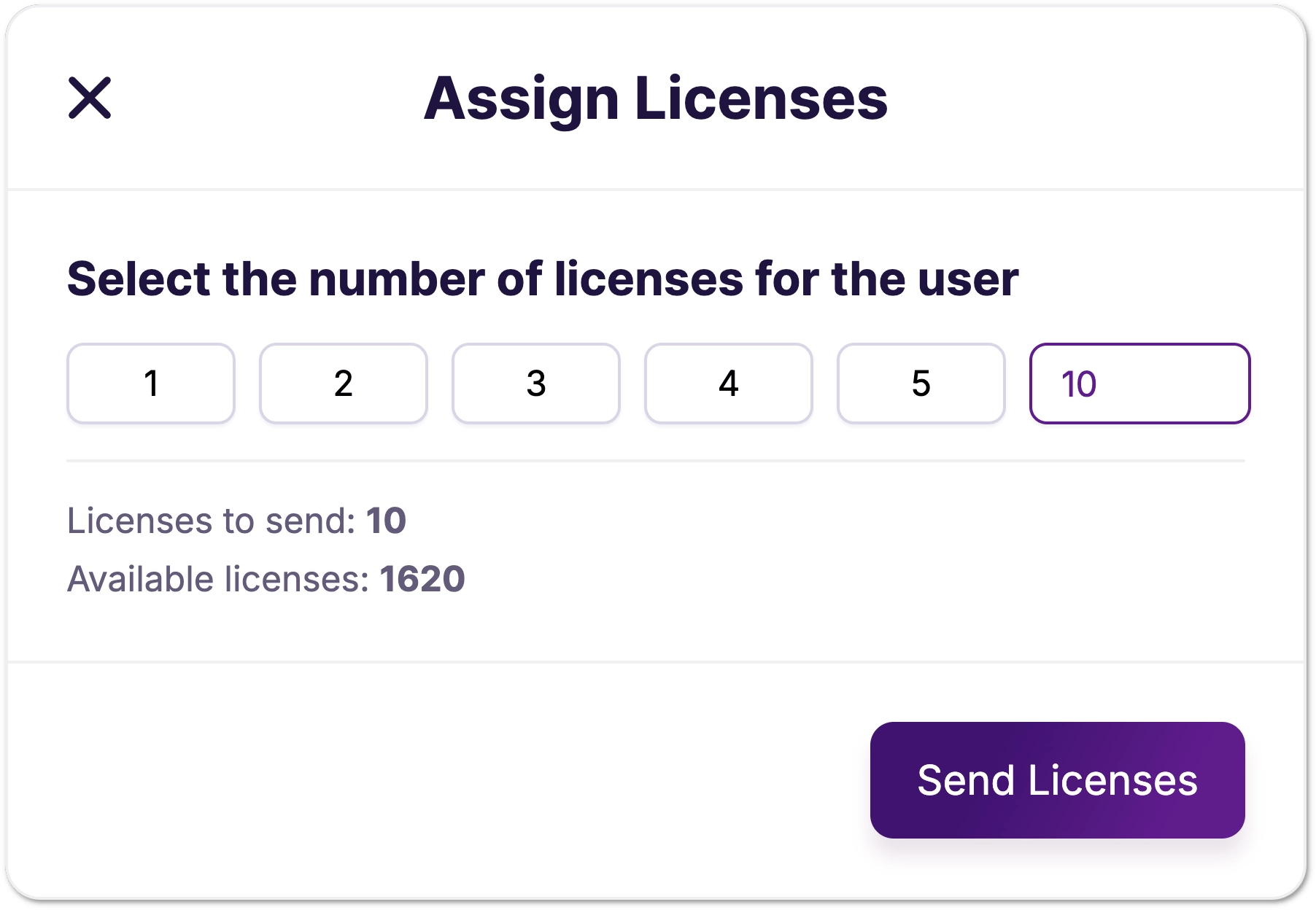 The Assign Licenses dialog