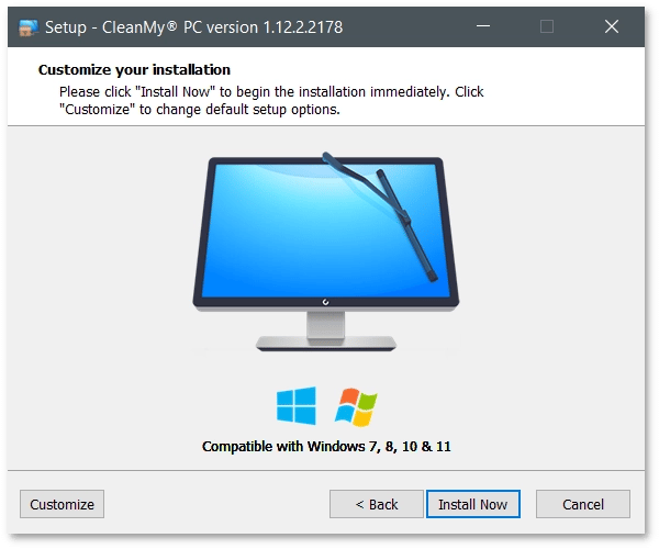 Installation start screen