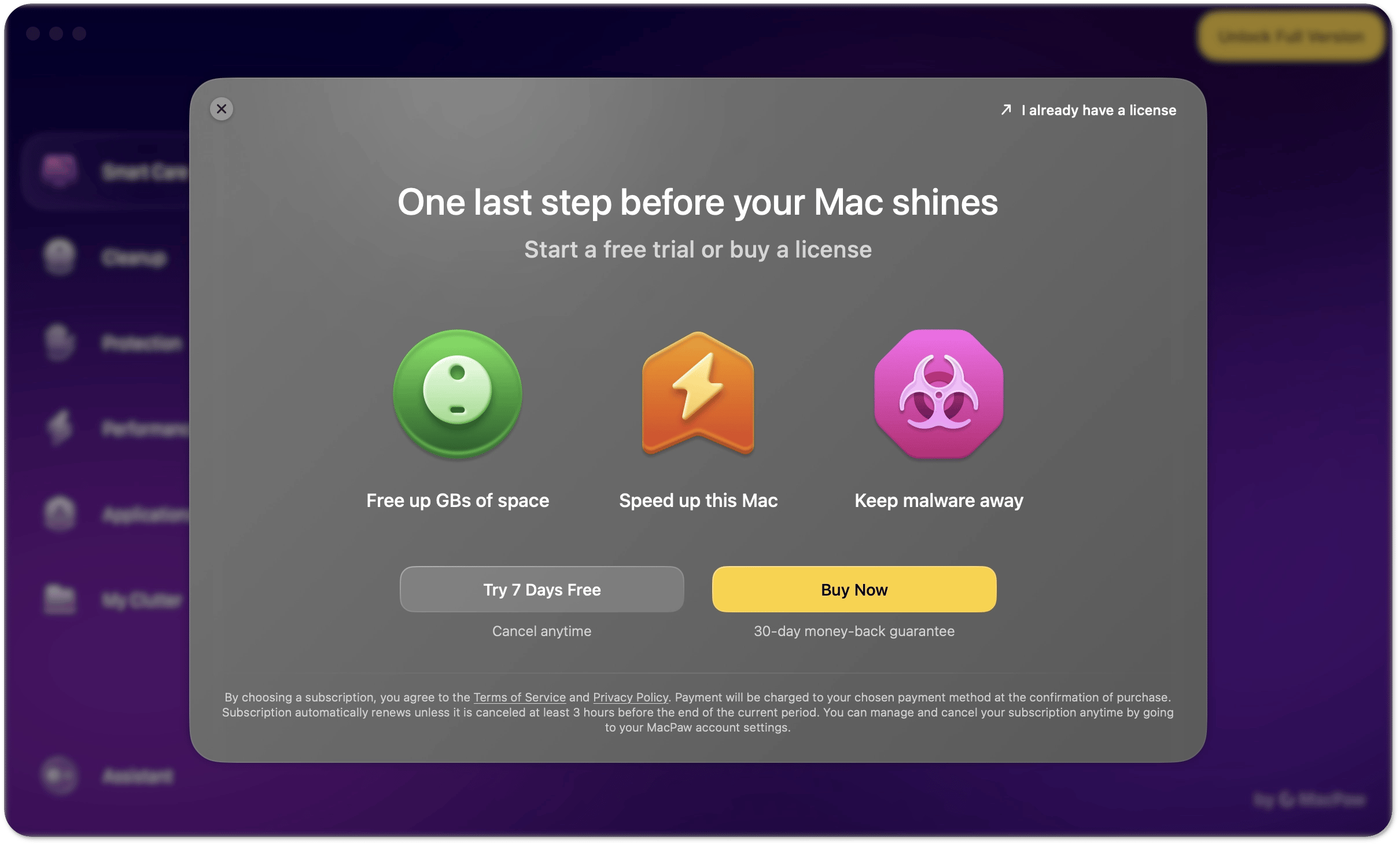 Unlock full MacPaw Store edition