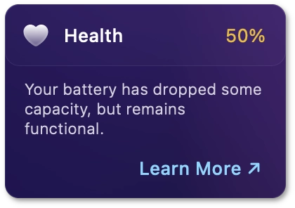 Warning battery health